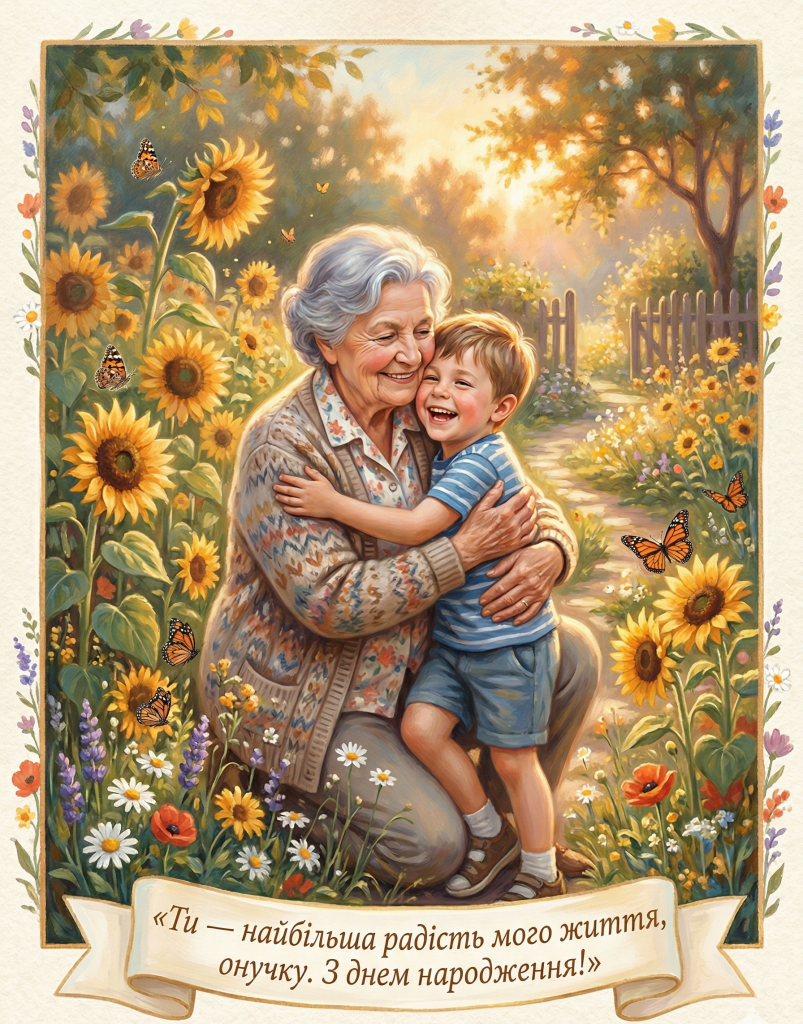 Короткі привітання онуку від бабусі своїми словами
