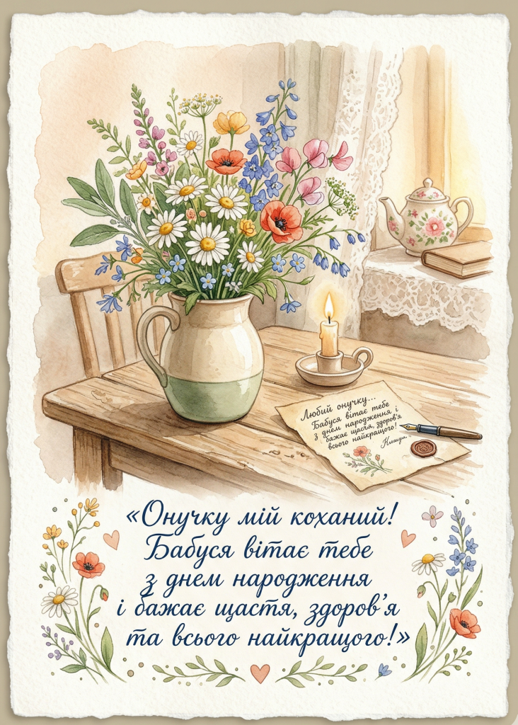 Привітання з днем народження онуку від бабусі